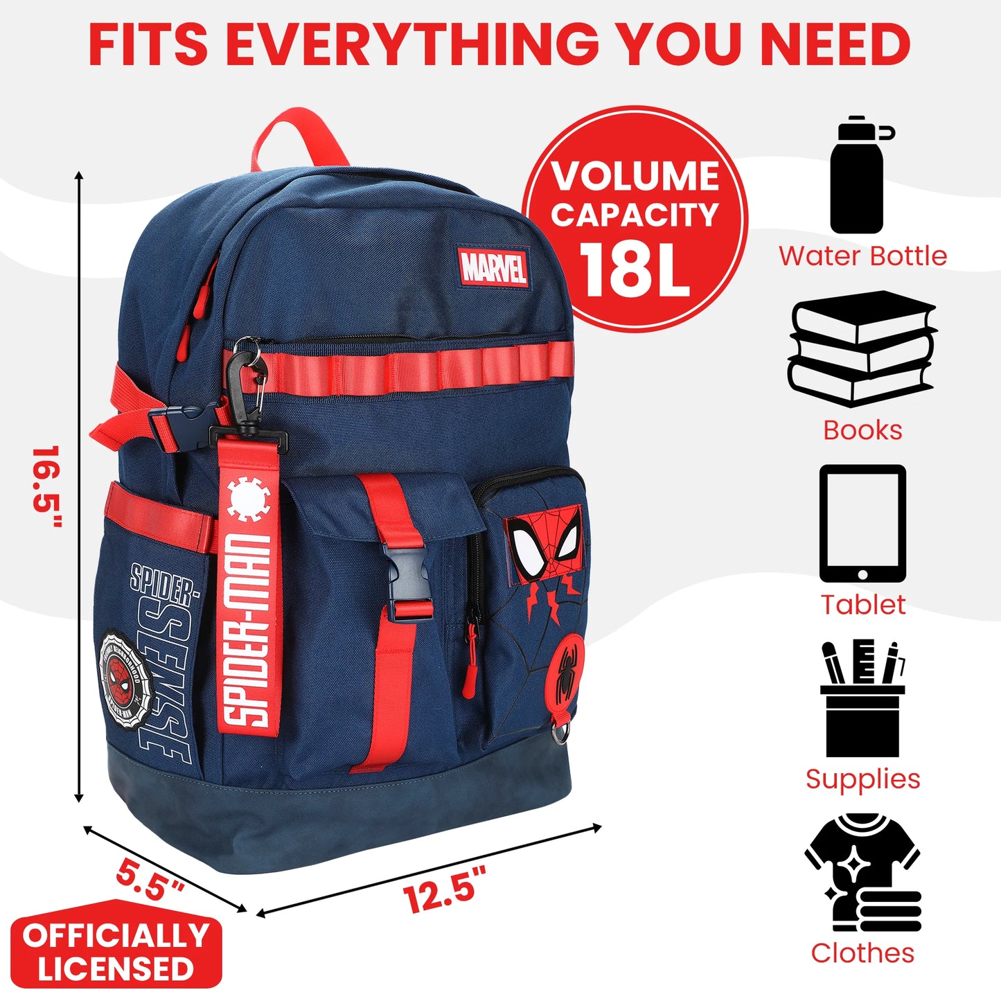 Spider-Man Classic Marvel 18.5” Adult Navy Backpack