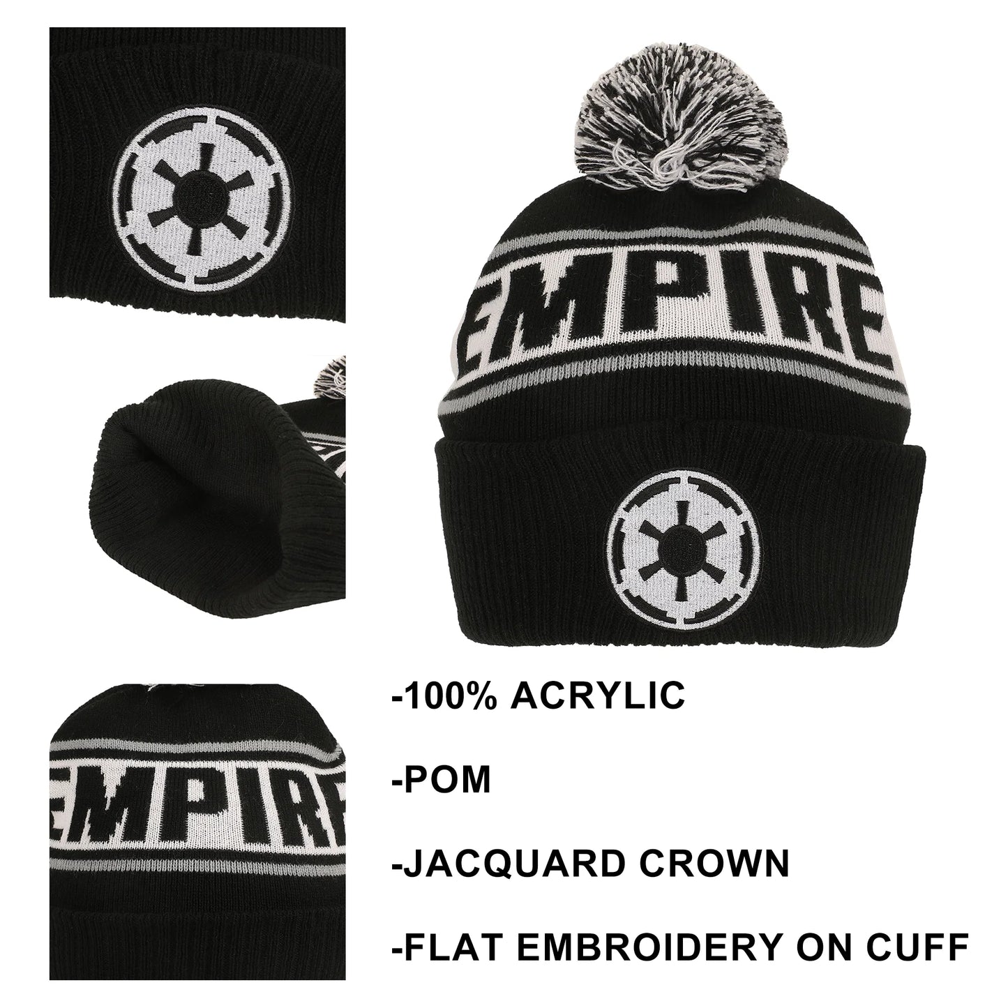 Star Wars Galactic Empire Black Cuff Pom Beanie