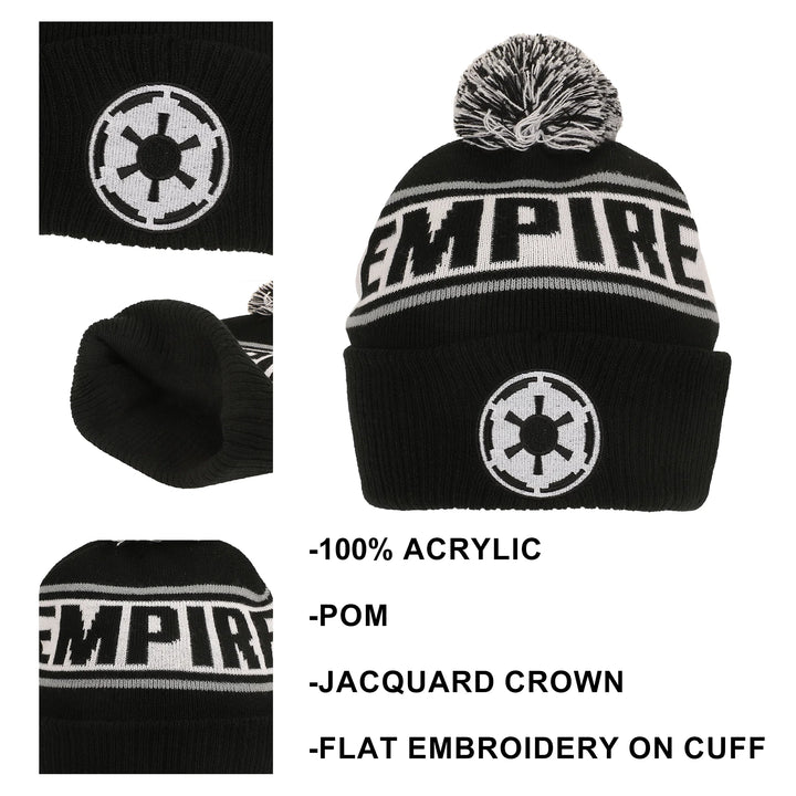 Star Wars Galactic Empire Black Cuff Pom Beanie