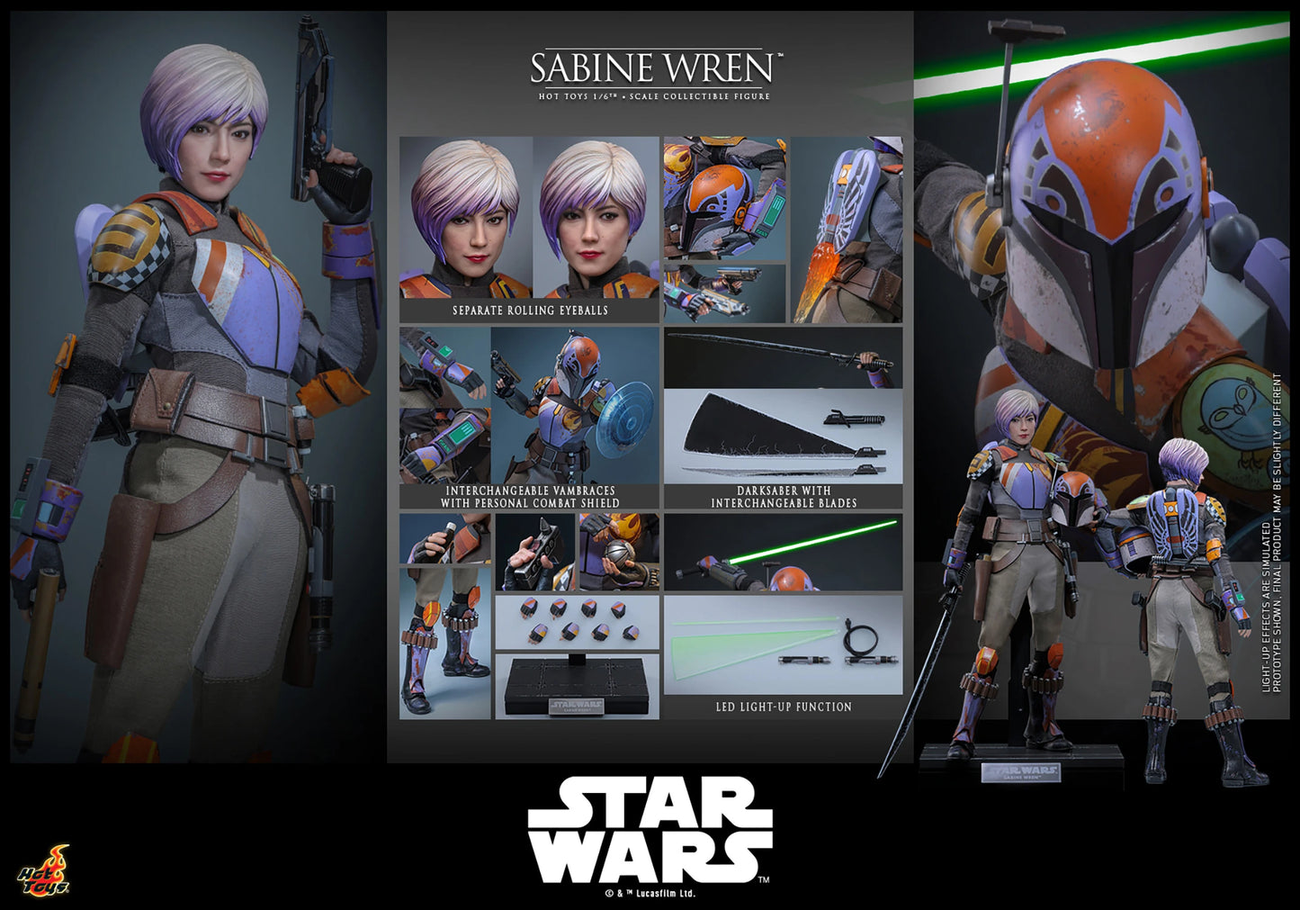 Sabine Wren Star Wars Rebels Sixth Scale Figure by Hot Toys