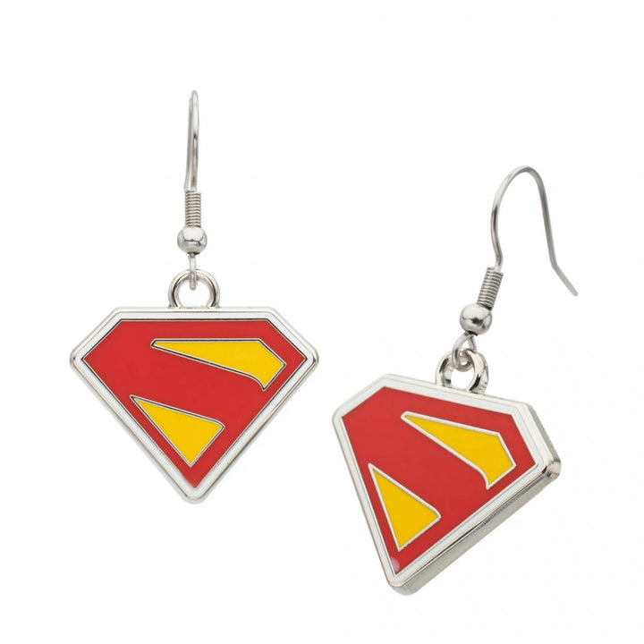 Superman 2025 Shield Stainless Steel Dangle Earrings