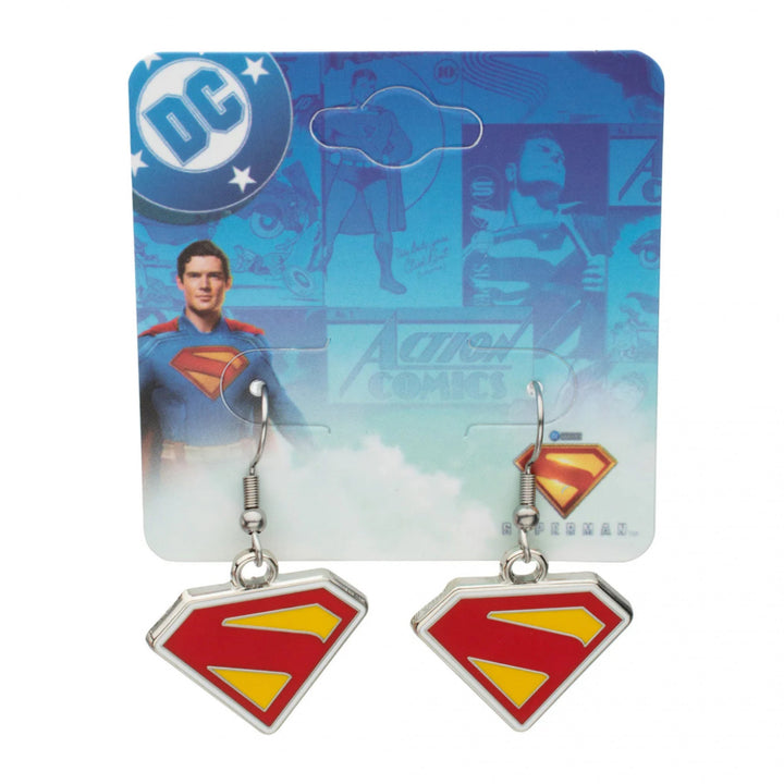 Superman 2025 Shield Stainless Steel Dangle Earrings