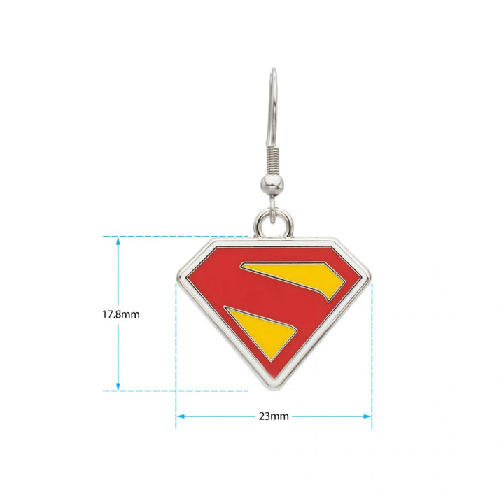 Superman 2025 Shield Stainless Steel Dangle Earrings