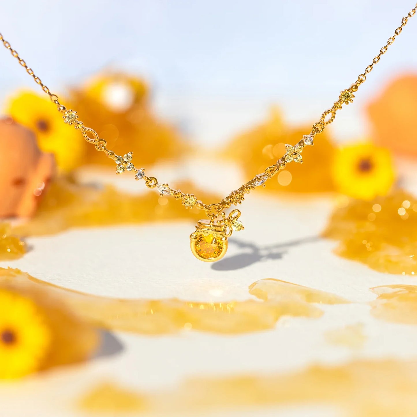 Disney Winnie the Pooh Sweet as Hunny Gold Necklace