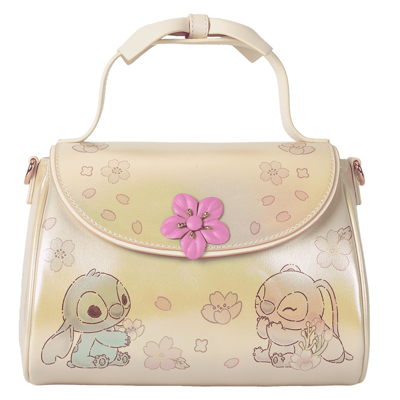 Loungefly Disney Stitch & Angel Cherry Blossom Bow Handle Crossbody Bag