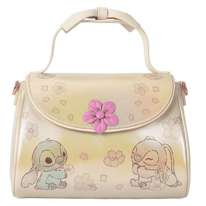 Loungefly Disney Stitch & Angel Cherry Blossom Bow Handle Crossbody Bag