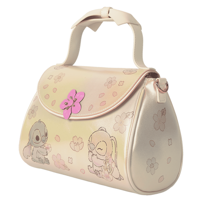 Loungefly Disney Stitch & Angel Cherry Blossom Bow Handle Crossbody Bag