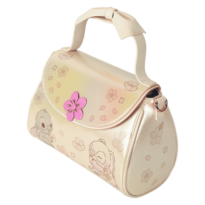 Loungefly Disney Stitch & Angel Cherry Blossom Bow Handle Crossbody Bag