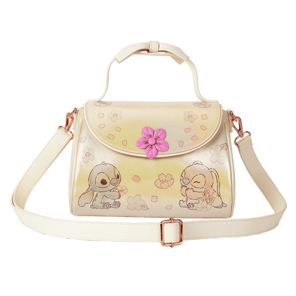 Loungefly Disney Stitch & Angel Cherry Blossom Bow Handle Crossbody Bag