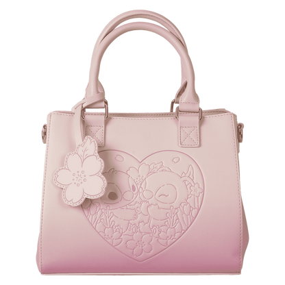 Loungefly Stitch & Angel Cherry Blossom Heart Crossbody Bag