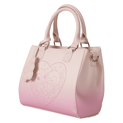Loungefly Stitch & Angel Cherry Blossom Heart Crossbody Bag