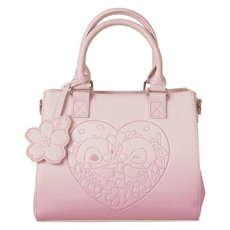 Loungefly Stitch & Angel Cherry Blossom Heart Crossbody Bag