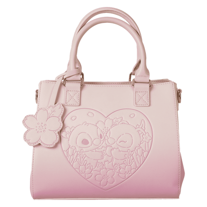 Loungefly Stitch & Angel Cherry Blossom Heart Crossbody Bag