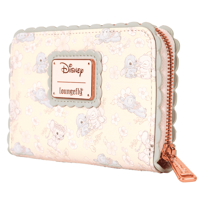 Loungefly Stitch & Angel Cherry Blossom All-Over Print Zip Around Wallet