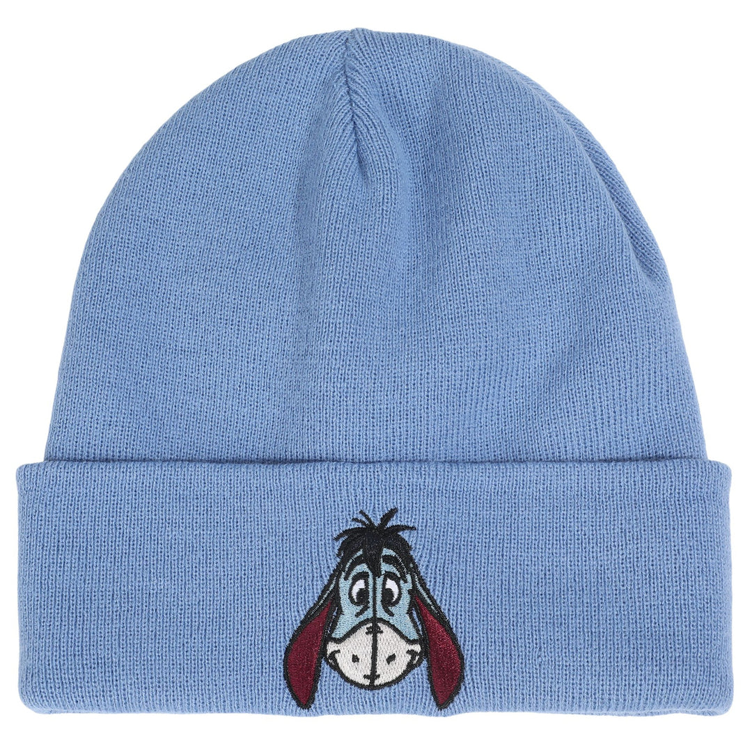 Winnie The Pooh Eeyore Embroidery Blue Knit Beanie Hat