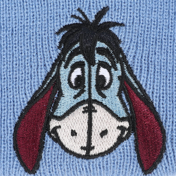 Winnie The Pooh Eeyore Embroidery Blue Knit Beanie Hat