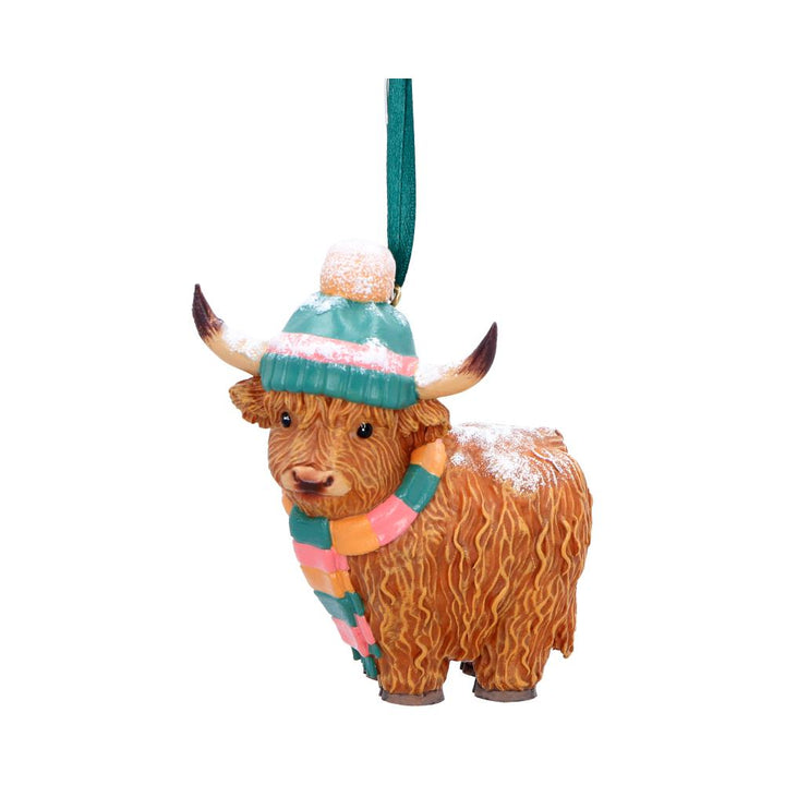 Winter Highland Cow Snowfall Hanging Holiday Ornament