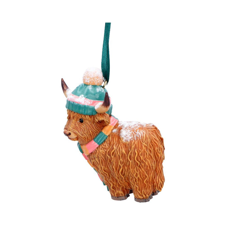 Winter Highland Cow Snowfall Hanging Holiday Ornament