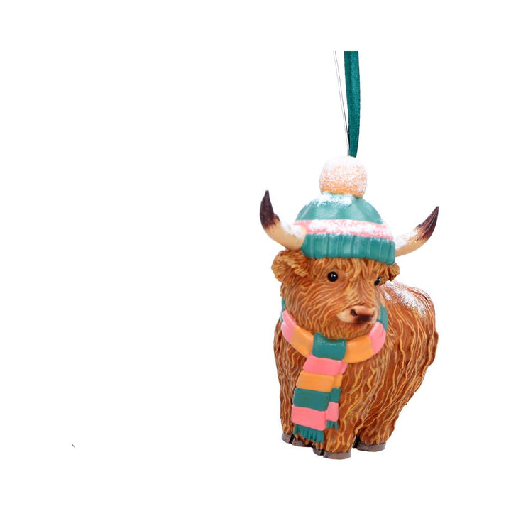 Winter Highland Cow Snowfall Hanging Holiday Ornament