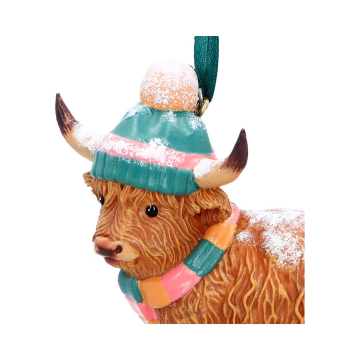 Winter Highland Cow Snowfall Hanging Holiday Ornament