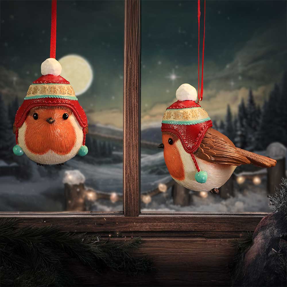 Winter Robin Hanging Bird Holiday Ornament