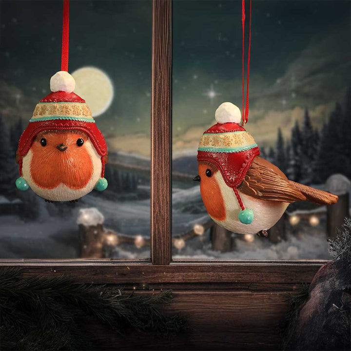 Winter Robin Hanging Bird Holiday Ornament