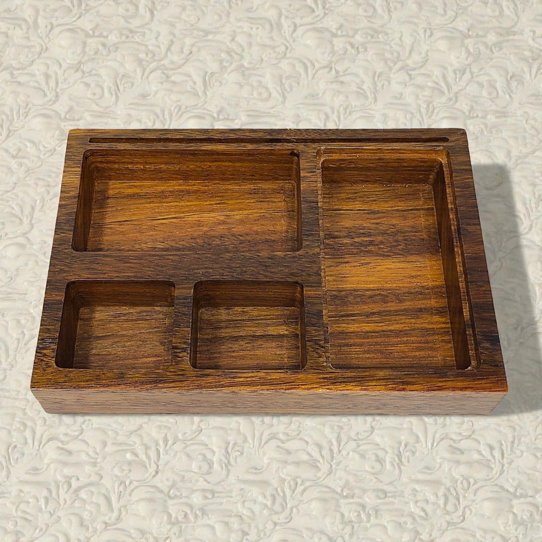 Wooden Altar &amp; Tarot Storage Tray – Sectioned Organizer with Card Slot