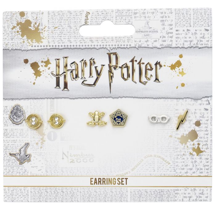Harry Potter Time Turner, Chocolate Frog, Glasses, and Lightning Bolt Earring Set