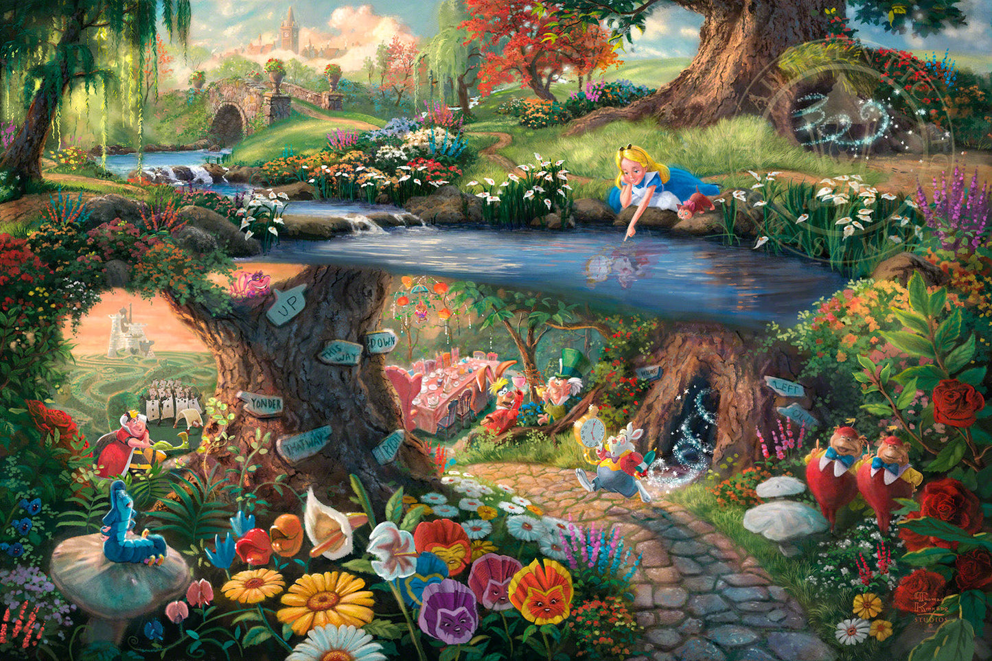 Disney's Alice in Wonderland Thomas Kinkade Art Print Framed
