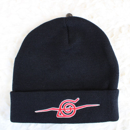 Anti-Leaf Village (Naruto Shippuden) Black Embroidered Beanie Hat