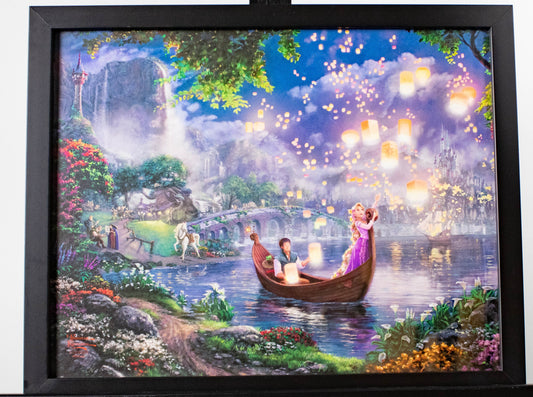 Rapunzel and Flynn (Tangled) Disney Thomas Kinkade Framed Art Print