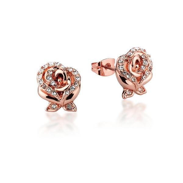 Disney Beauty and the Beast Enchanted Rose Crystal Stud Earrings