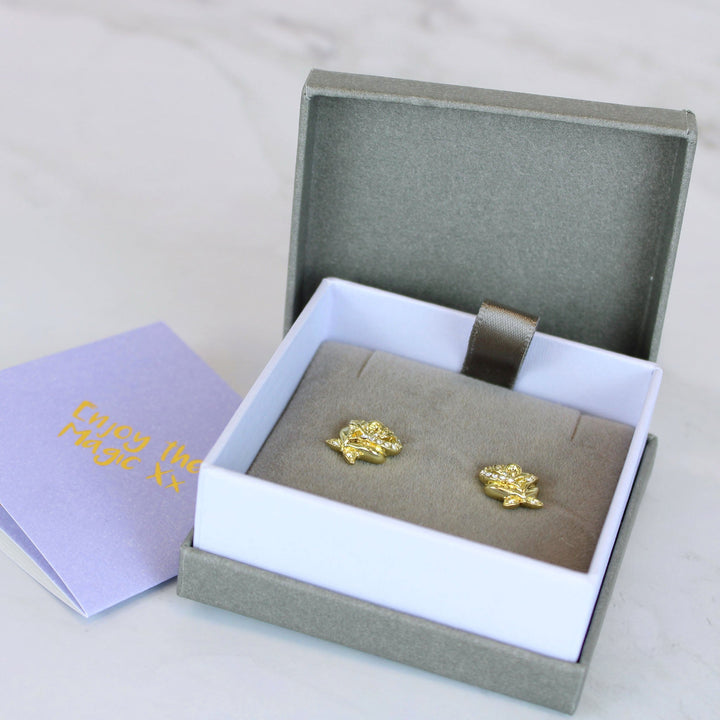 Disney Beauty and the Beast Enchanted Rose Crystal Stud Earrings
