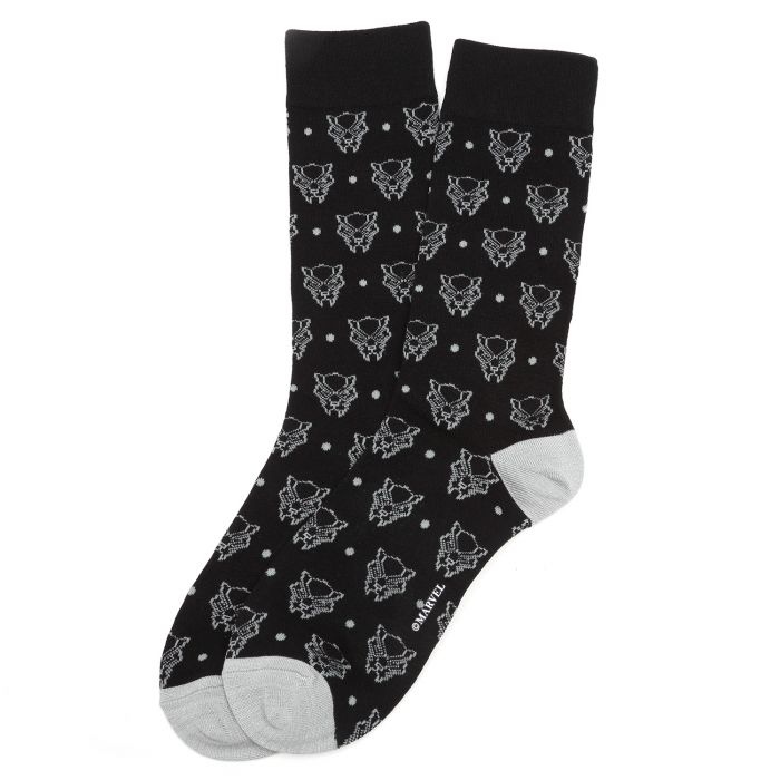 Black Panther Mask (Marvel Comics) Black Dot Dress Socks