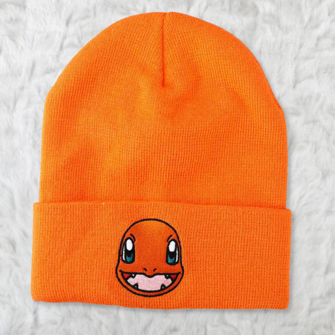 Charmander Pokemon Embroidered Cuff Beanie Hat