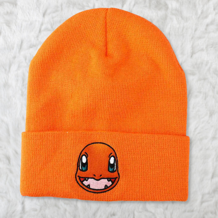 Charmander Pokemon Embroidered Cuff Beanie Hat