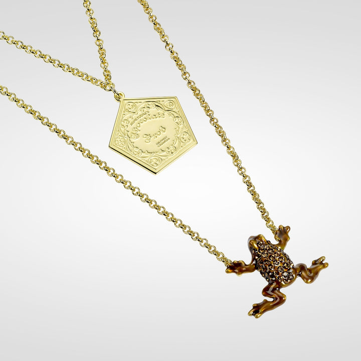 Chocolate Frog (Harry Potter) Layered Crystal and Gold-Plated Necklace