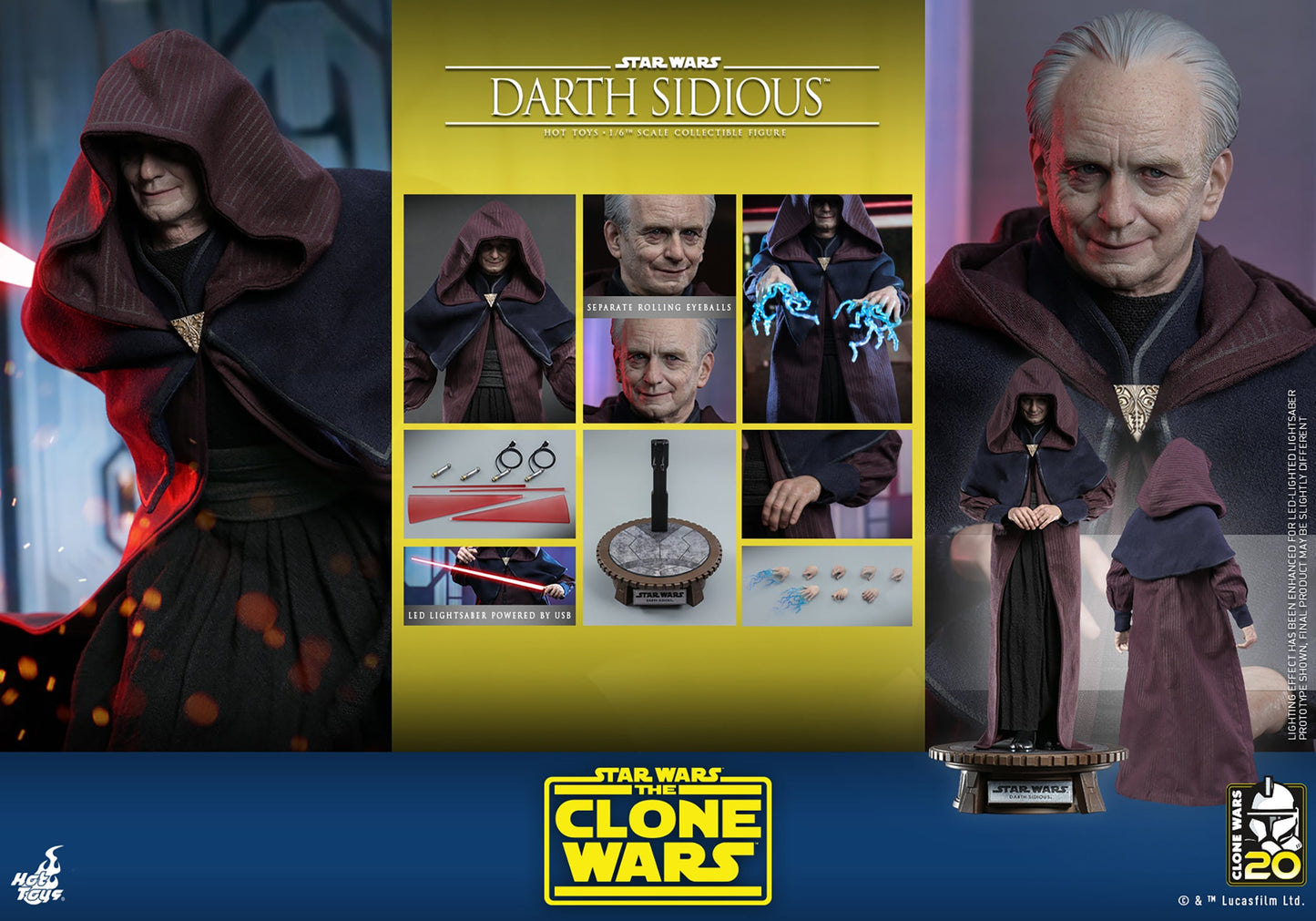 Darth Sidious (Star Wars: The Clone Wars) 1:6 Scale Figure by Hot Toys