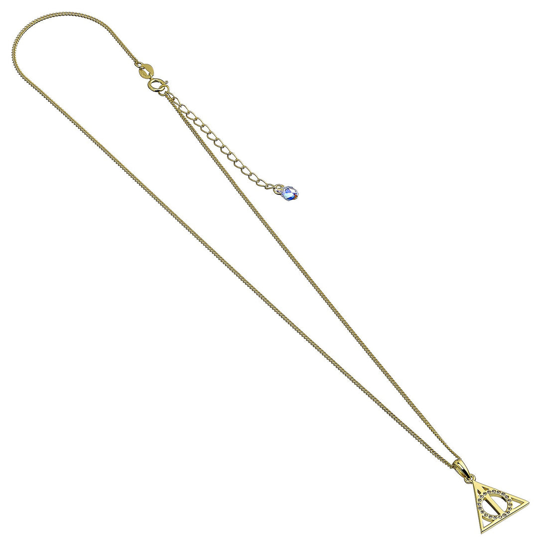 Harry Potter Deathly Hallows Gold Necklace with Crystals