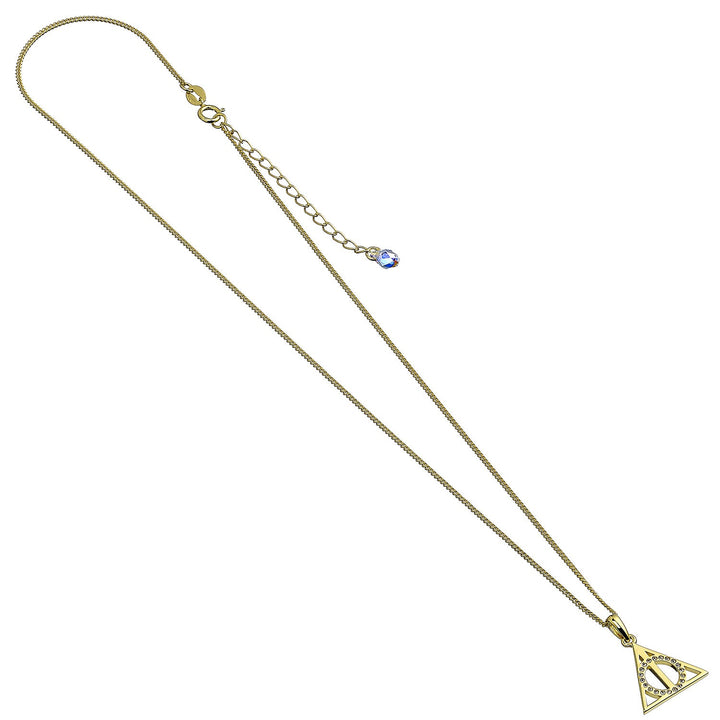 Harry Potter Deathly Hallows Gold Necklace with Crystals