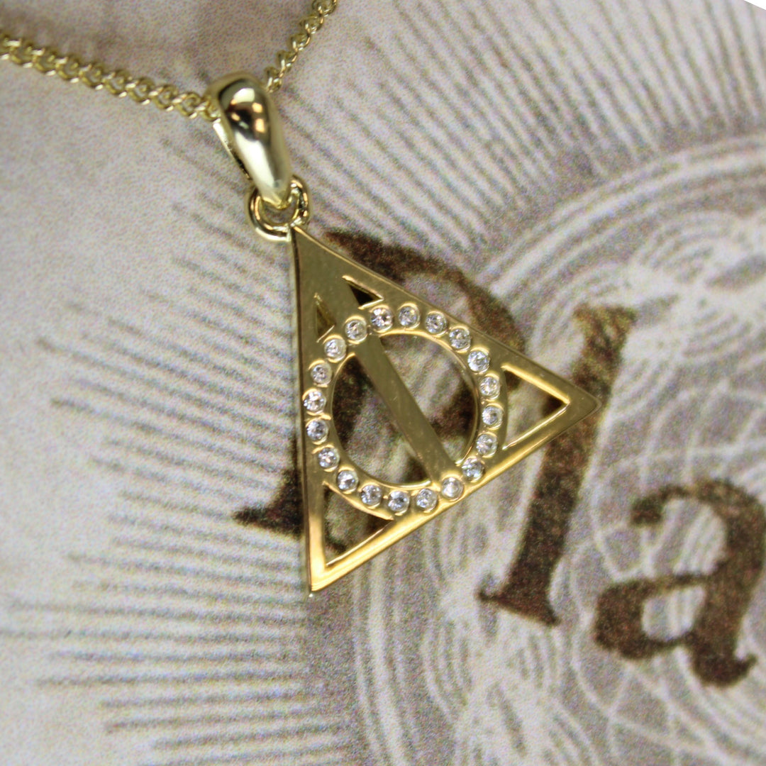 Deathly Hallows (Harry Potter) Crystal Elements Yellow Gold Necklace