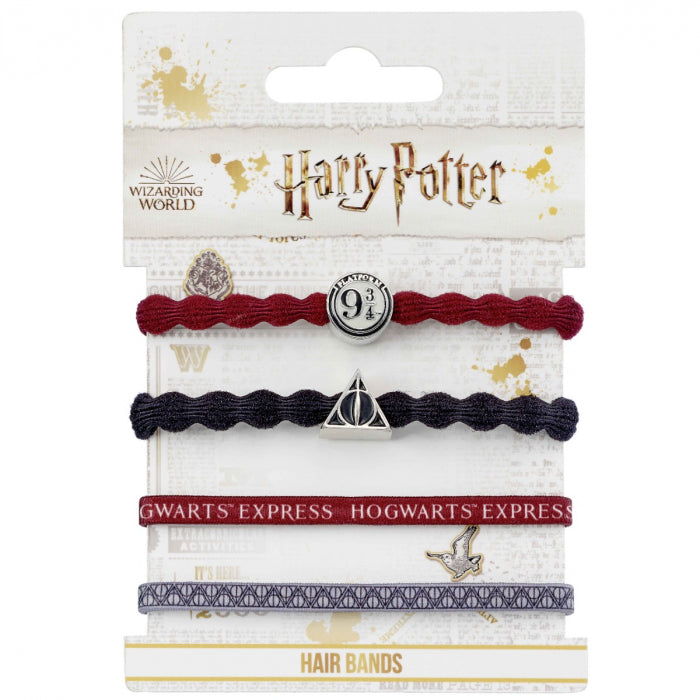 Deathly Hallows &amp; Hogwarts Express Harry Potter Elastic Hair Band Set of 4
