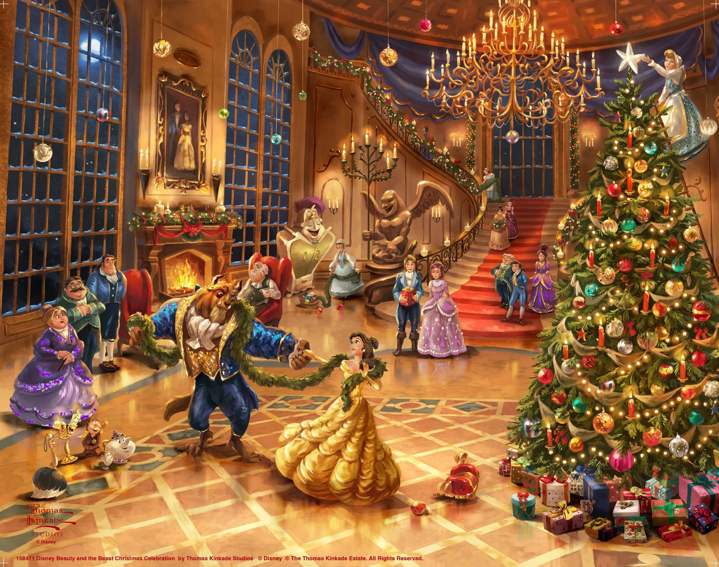 Disney Beauty and the Beast: Christmas Celebration Thomas Kinkade Framed Art Print