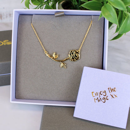 Beauty and the Beast Enchanted Rose Disney Couture Necklace