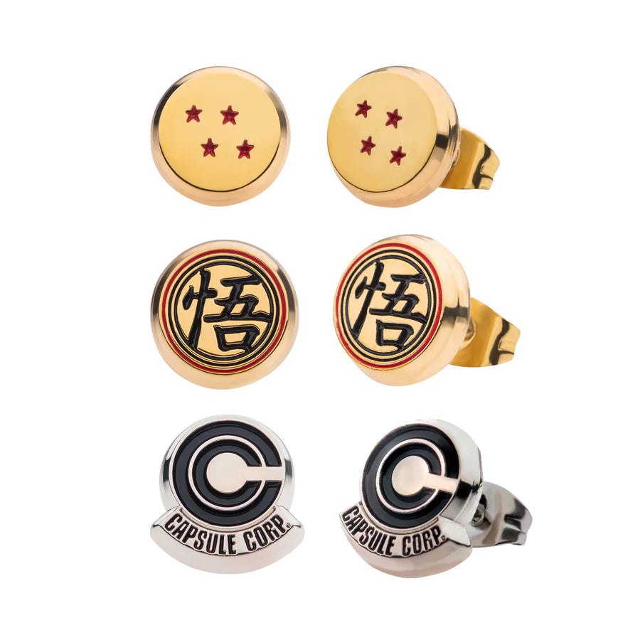 Dragon Ball Z Symbols Stud Earrings 3 Pack