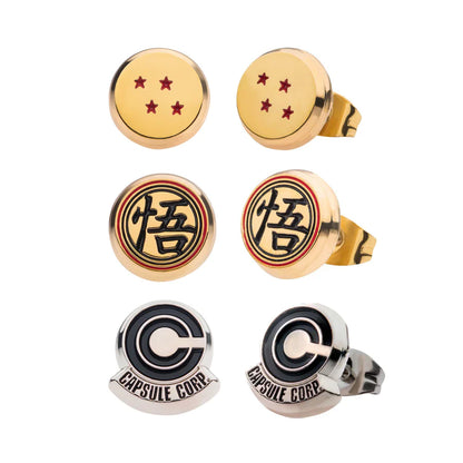 Dragon Ball Z Symbols Stud Earrings 3 Pack