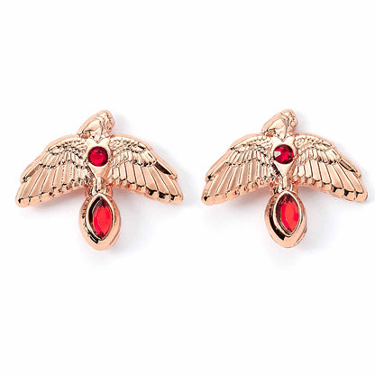 Fawkes the Phoenix (Harry Potter) Rose Gold Enamel Stud Earrings