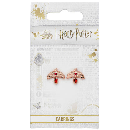Fawkes the Phoenix (Harry Potter) Rose Gold Enamel Stud Earrings