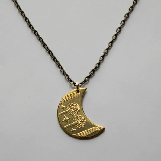 Golden Moon of Rivendell (Lord of the Rings) Elven Pendant Necklace