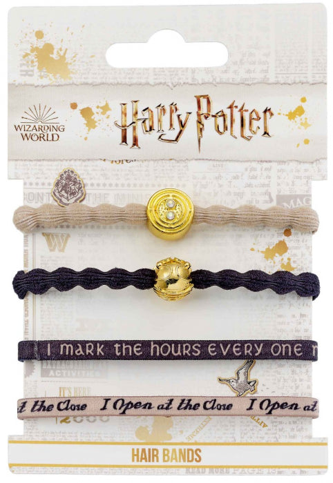 Time Turner &amp; Golden Snitch Harry Potter Elastic Hair Band Set of 4